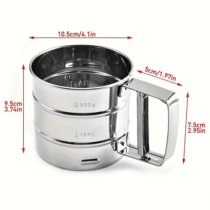 2pcs Stainless Steel Handheld Semi-Automatic Flour Sifter