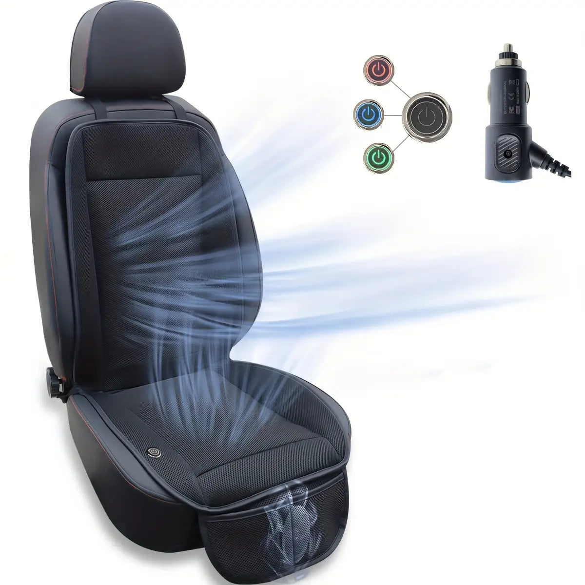 3-Second Rapid Cooling Car Seat Cushion with 360° Turbo Fan