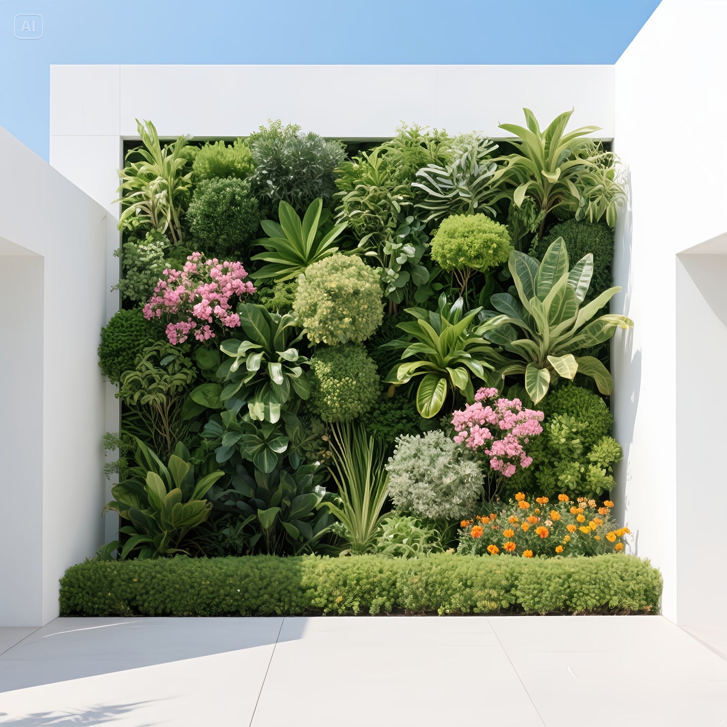Artificial Rose & Fern Wall Panel - Realistic Plastic Greenery