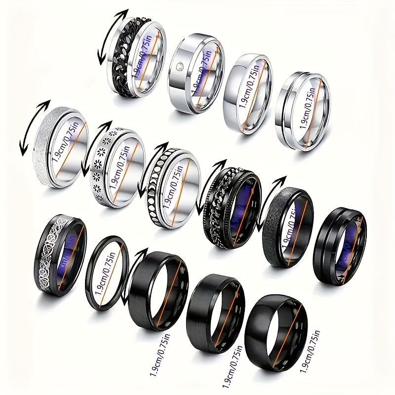 Stainless Steel Men's Ring Set