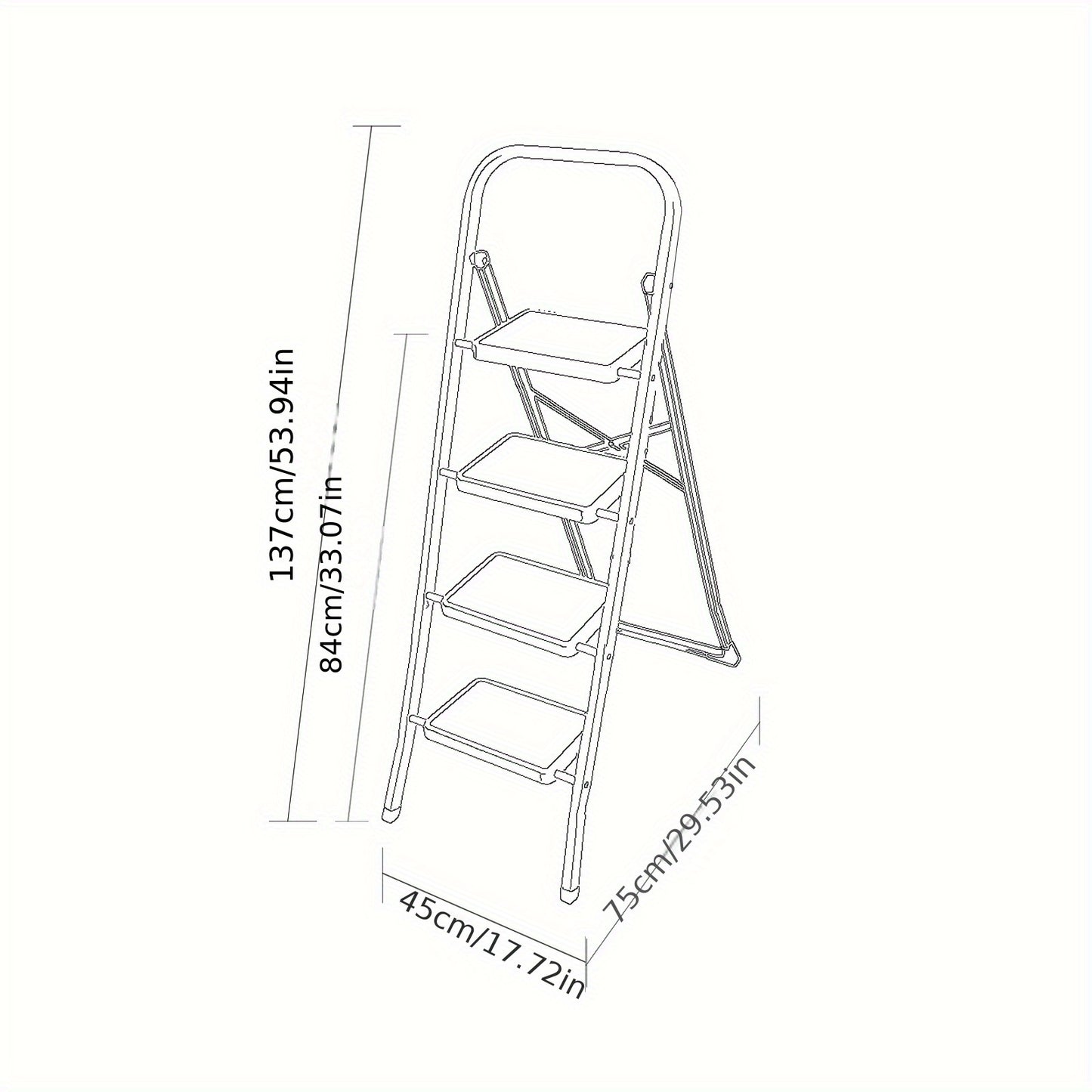 4 Step Ladder Folding Portable Heavy Duty Iron Anti-Slip Mat Stools