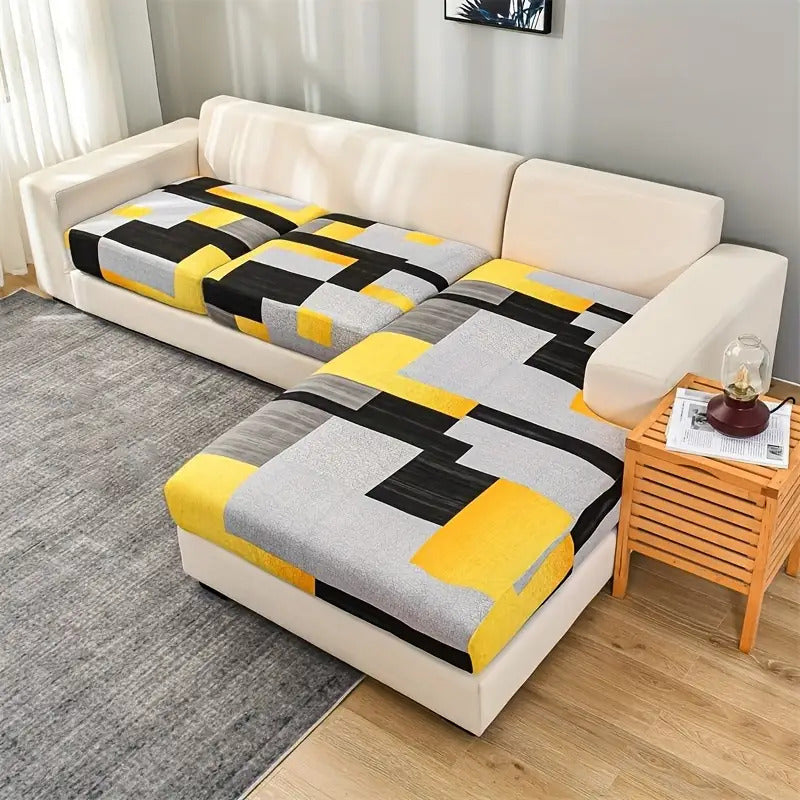 3pcs/Set Geometric Print Stretch Sofa Cushion Cover