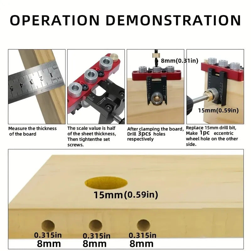Woodworking 3 In 1 Dowelling Jig Universal Dowel Cam Jig