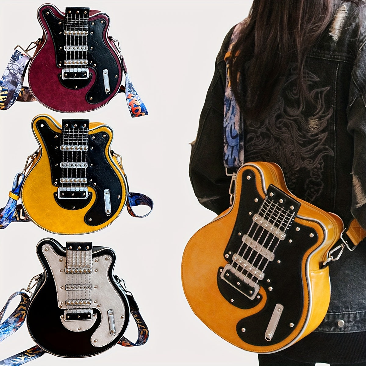 Trendy Y2K Style Guitar-Shaped Crossbody Bag