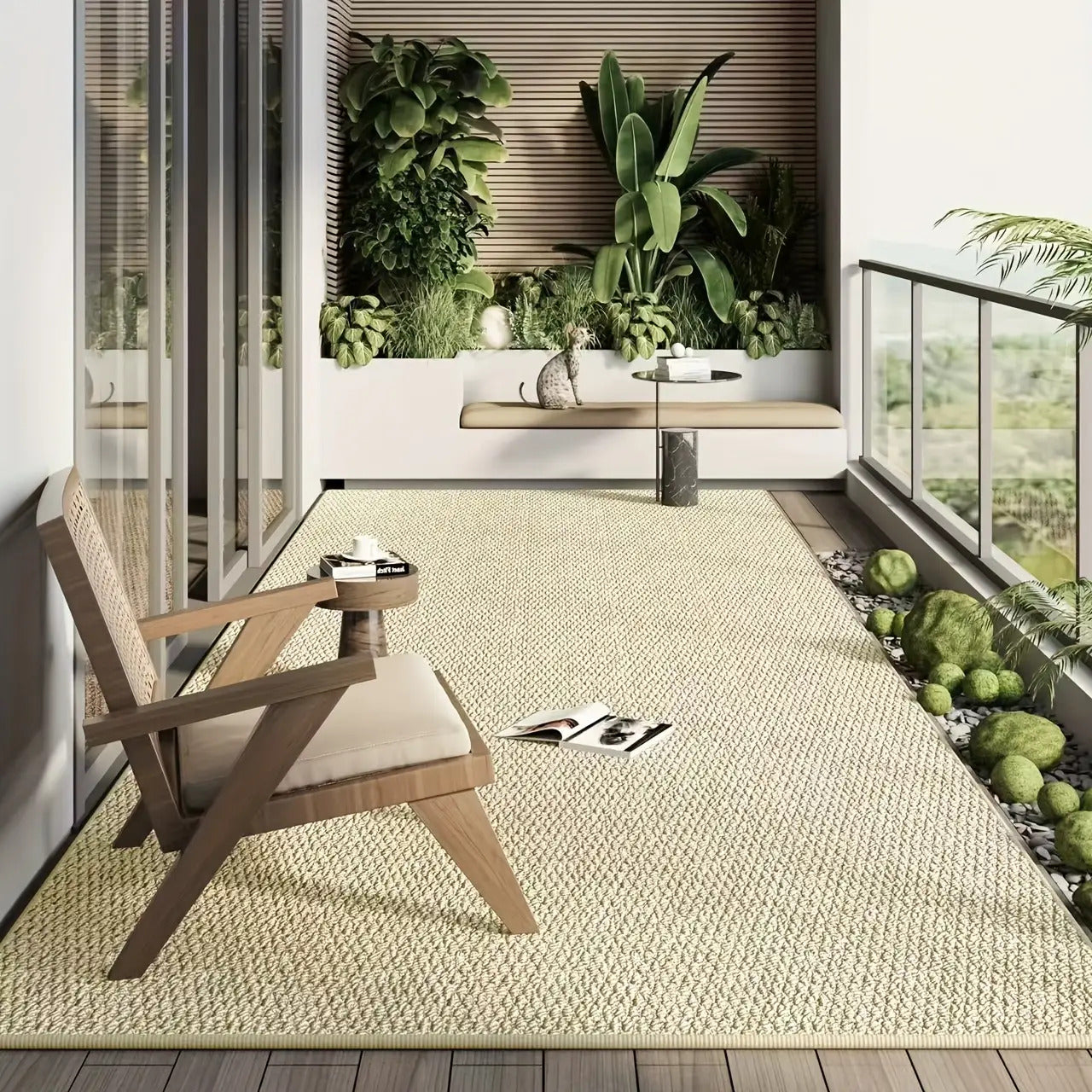Durable Non-Slip Sisal-Like Braided Polyester Mat