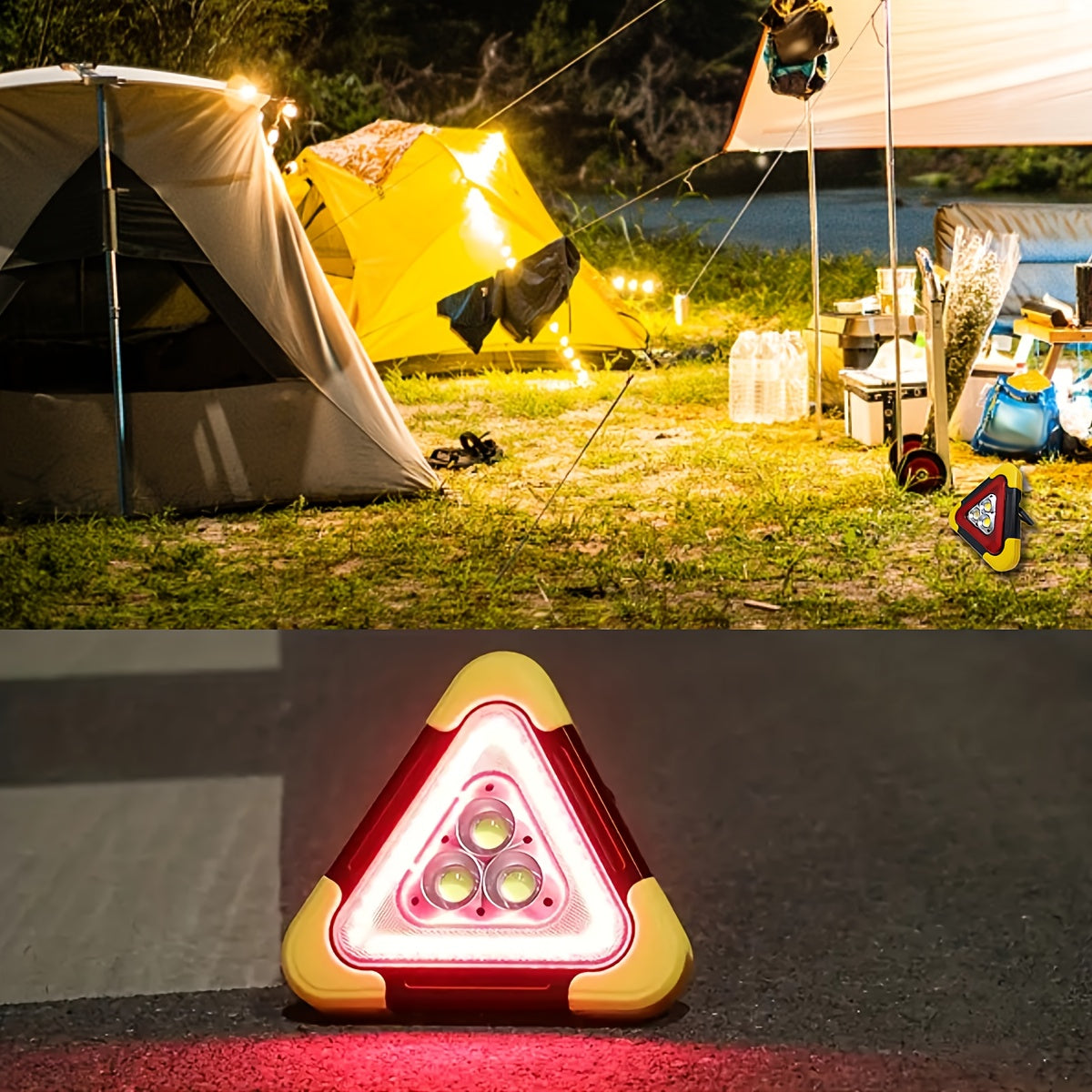 2pcs Solar-Powered LED Triangle Signal Lamp