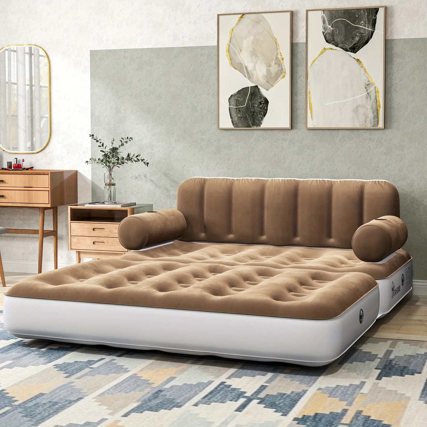Inflatable Air Sofa Bed 2-in-1 Backrest Couch Airbed