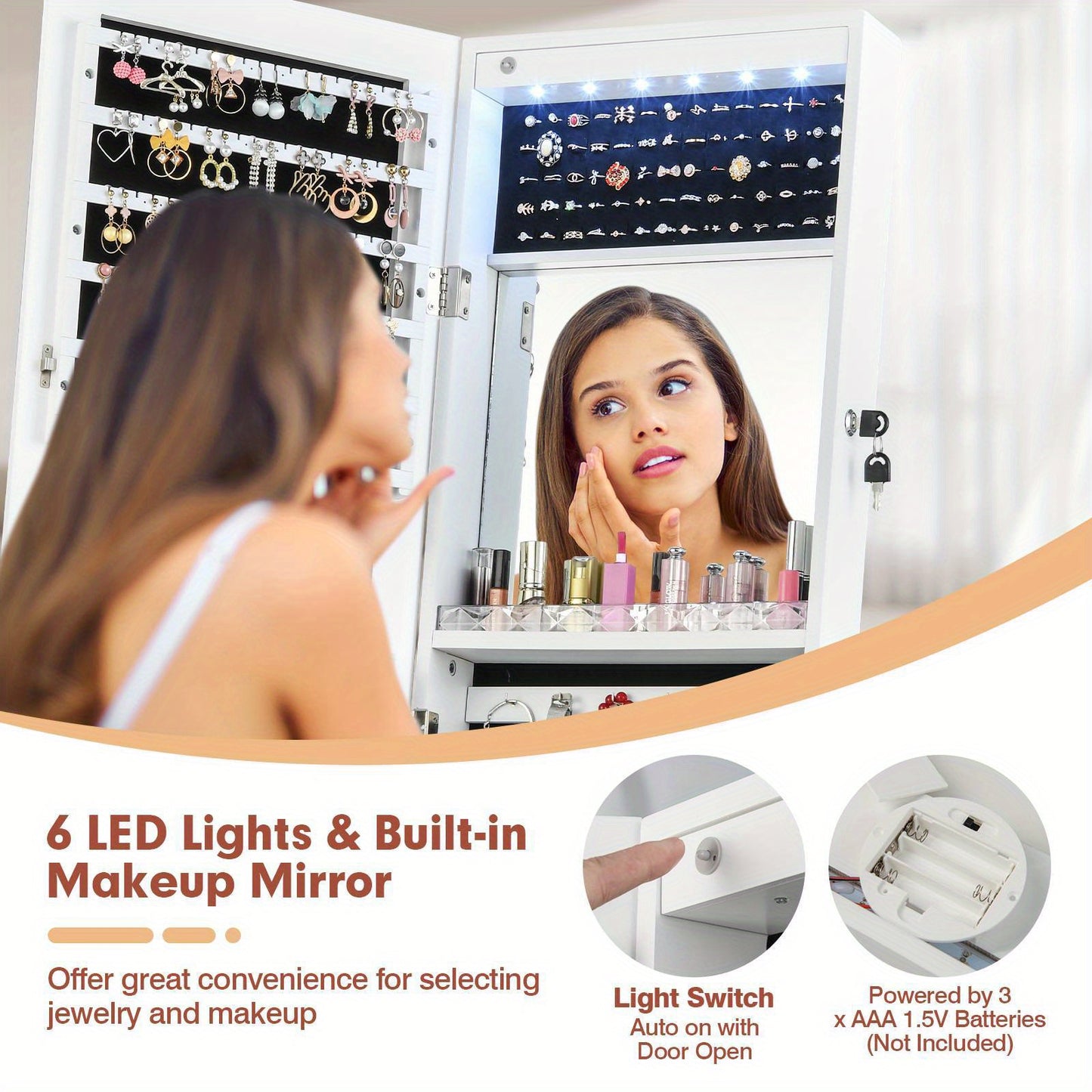 Full-length MirrorJewelry Armoire Storage Jewelry