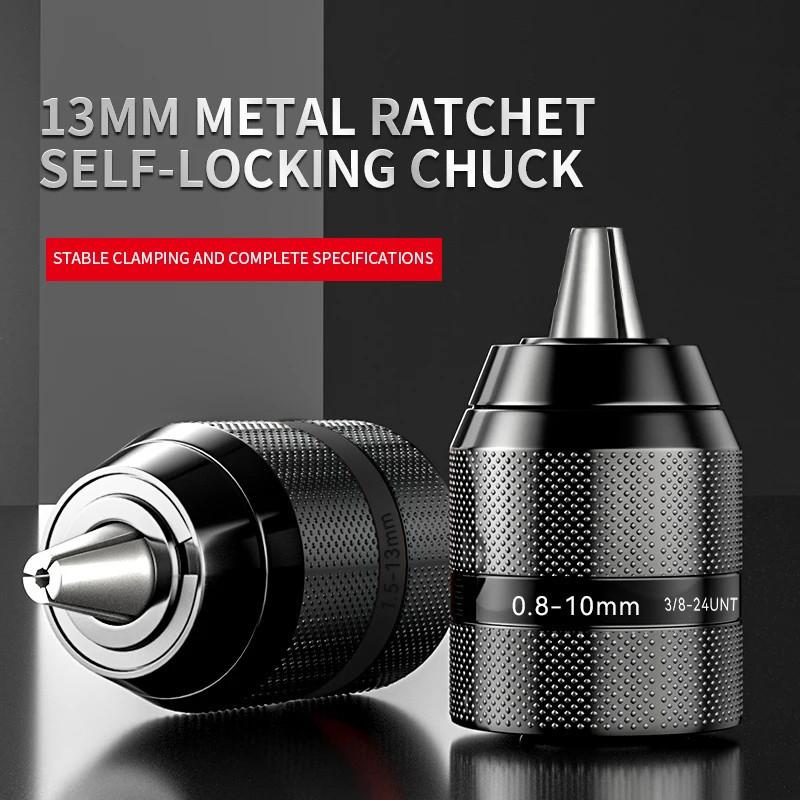 Threaded interface full metal hand-tight drill chuck