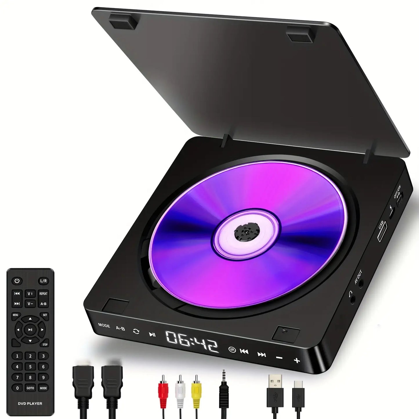 Compact 1080P Mini DVD Player with Remote
