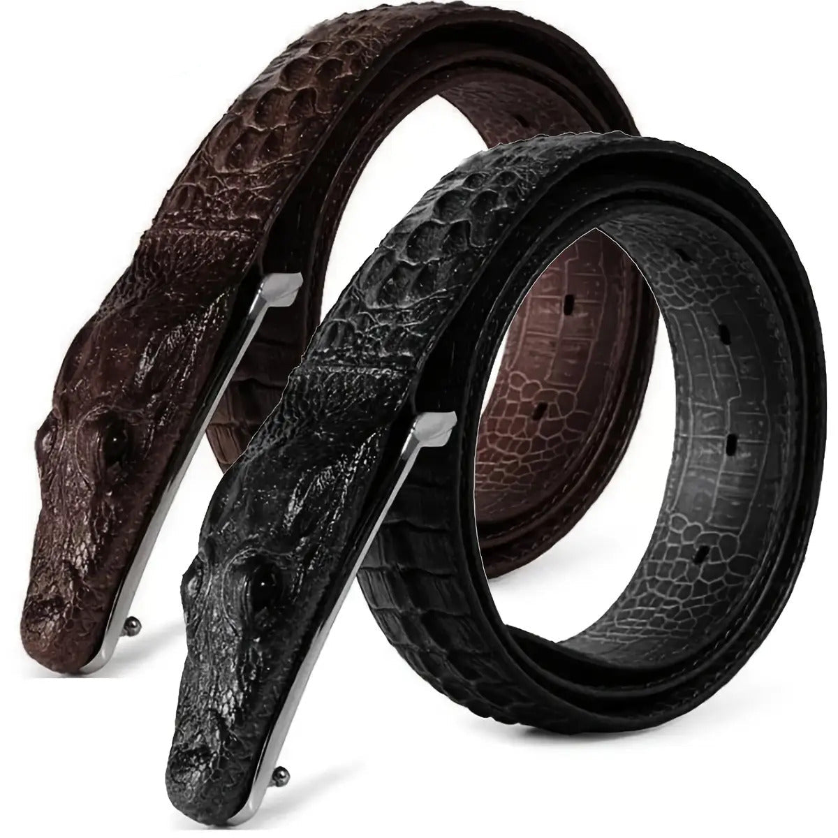 1-Pack Men'S Crocodile Pattern Design Belt