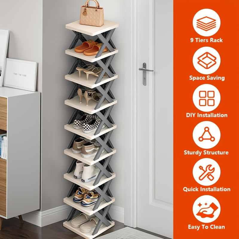 9 Tier Shoe Rack, Space-saving Vertical Shoe Rack