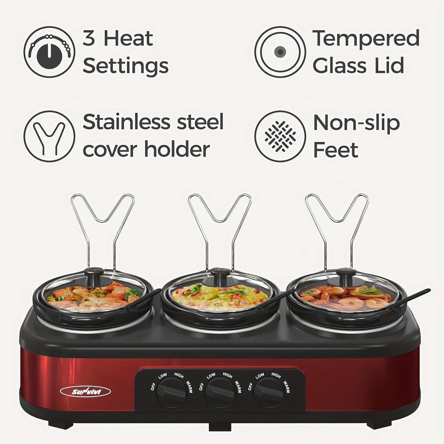 Triple Slow Cooker with Ceramic Pot