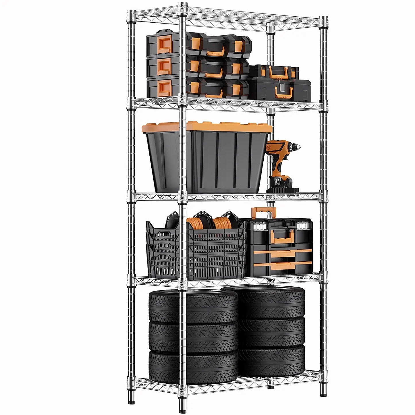5 tiers steel heavy duty multi-layer utility rack