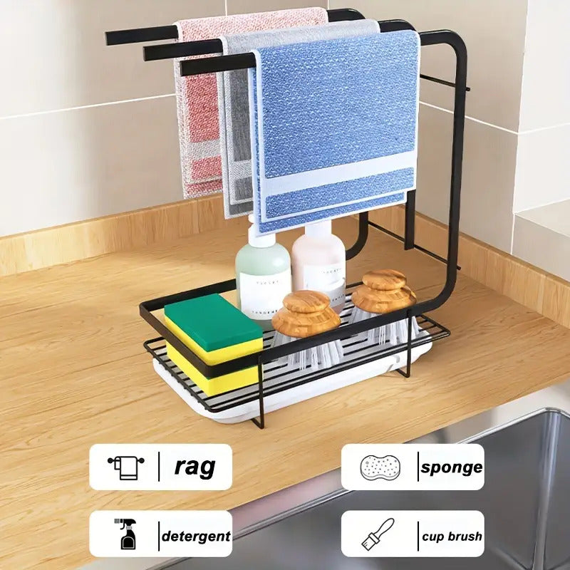 3pcs Kitchen Dishcloth Towel Rack