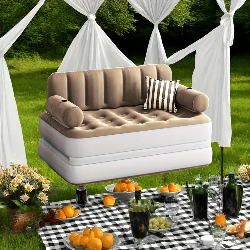 Inflatable Air Sofa Bed 2-in-1 Backrest Couch Airbed