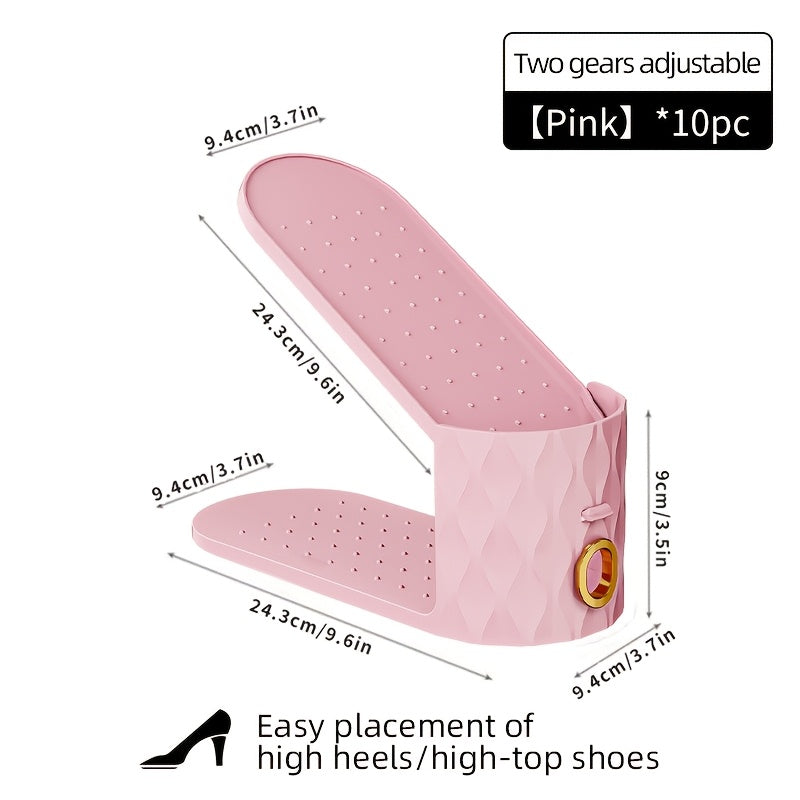 10-Pack Adjustable Plastic Shoe Racks