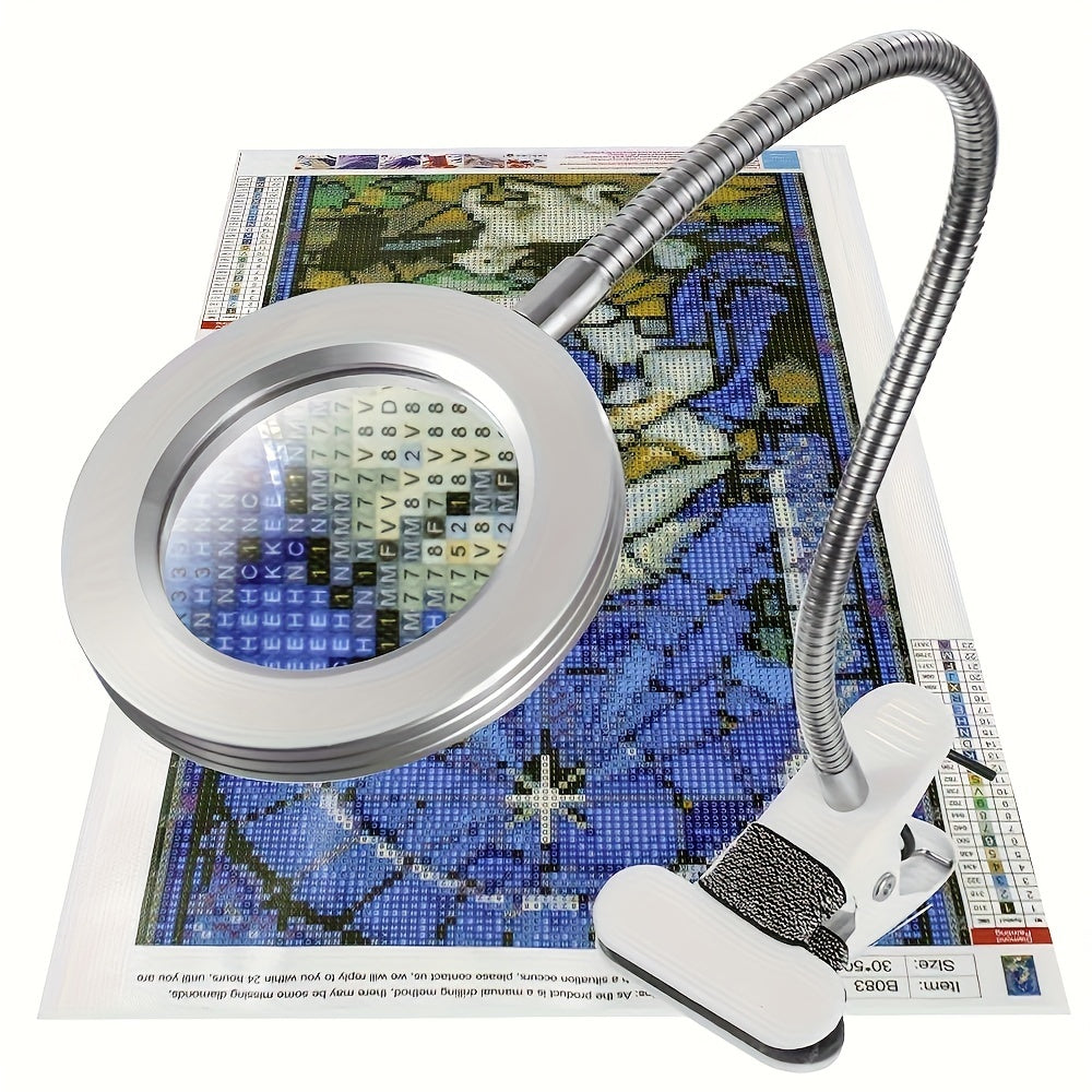 With clip 5V USB LED Magnifying Glass - 3 Color Mode,