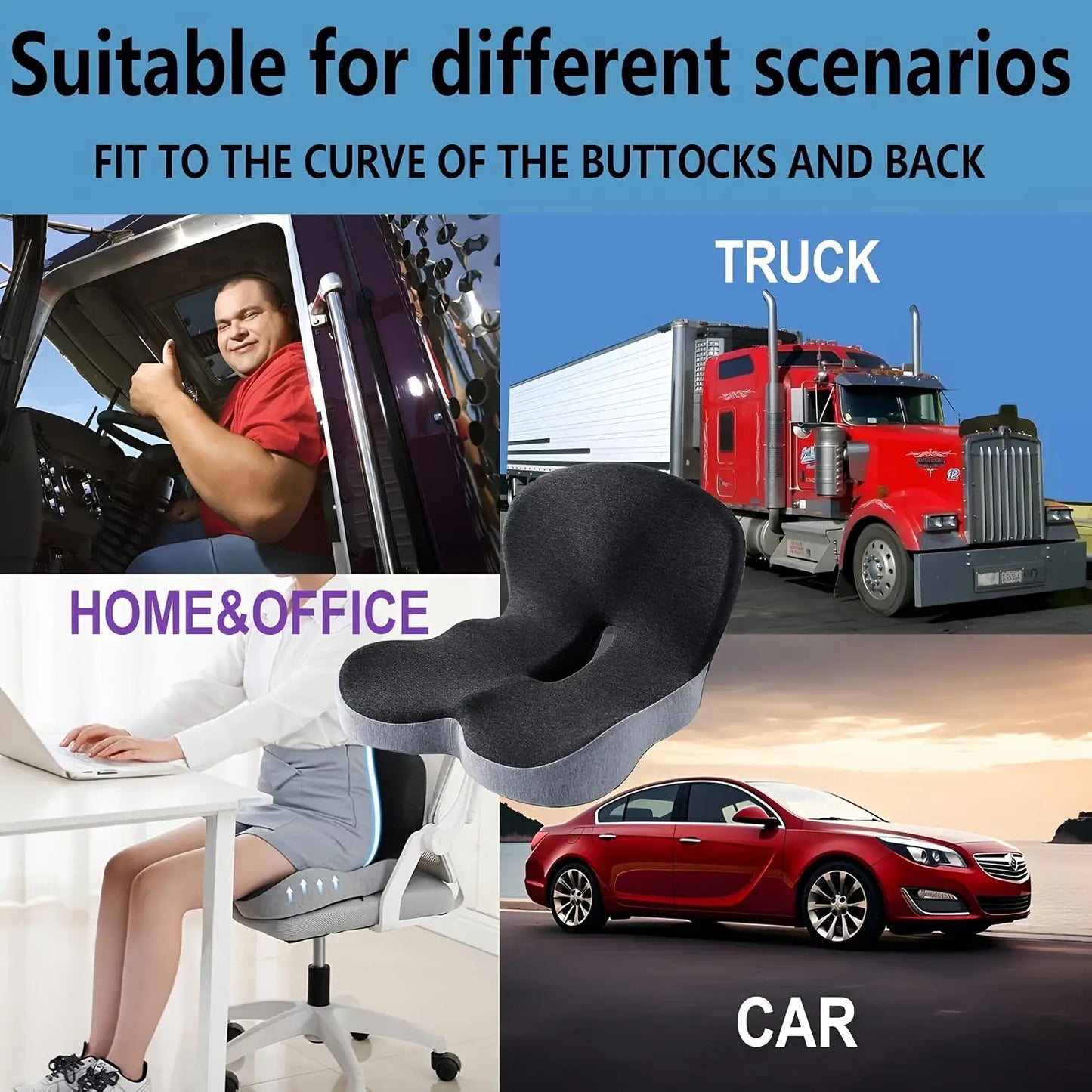 1pc Ergonomic Backrest Seat Cushion