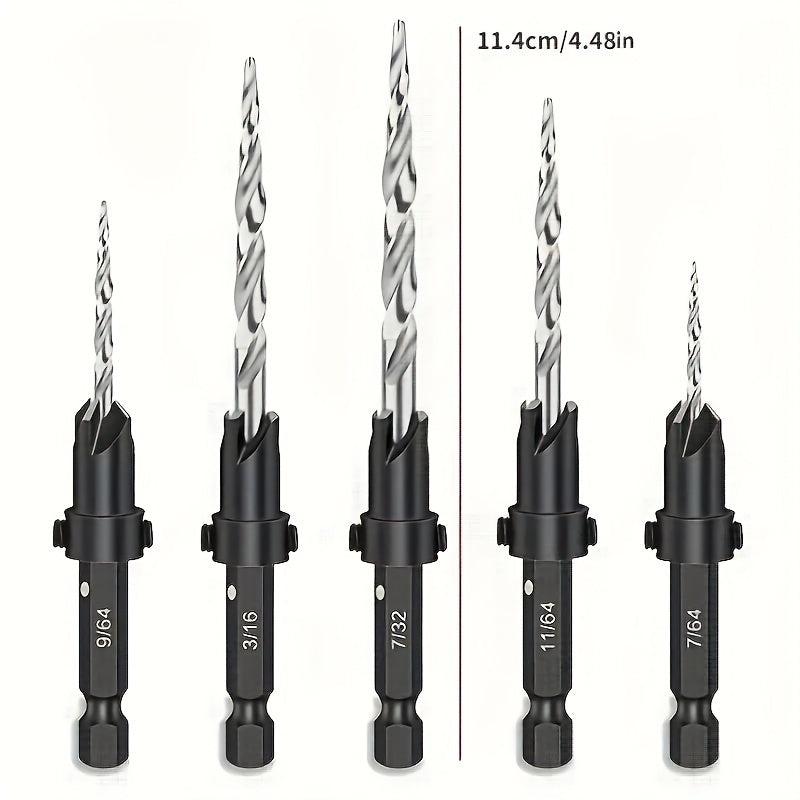 5pcs High-Speed Steel Countersink Drill Bit Set
