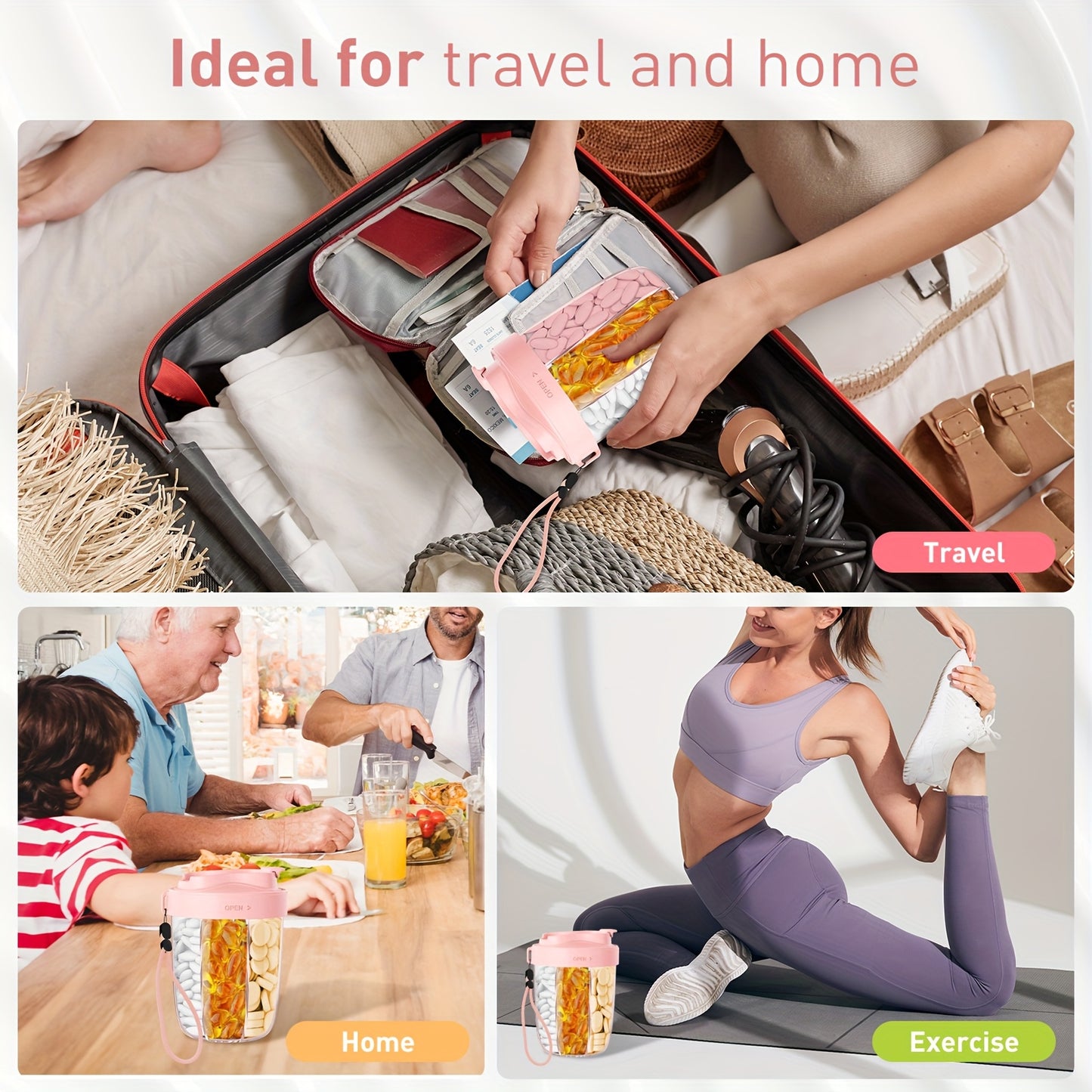 Large Pill Bottle Organizer, Supplement Organizer for Holding 6 Various Vitamins