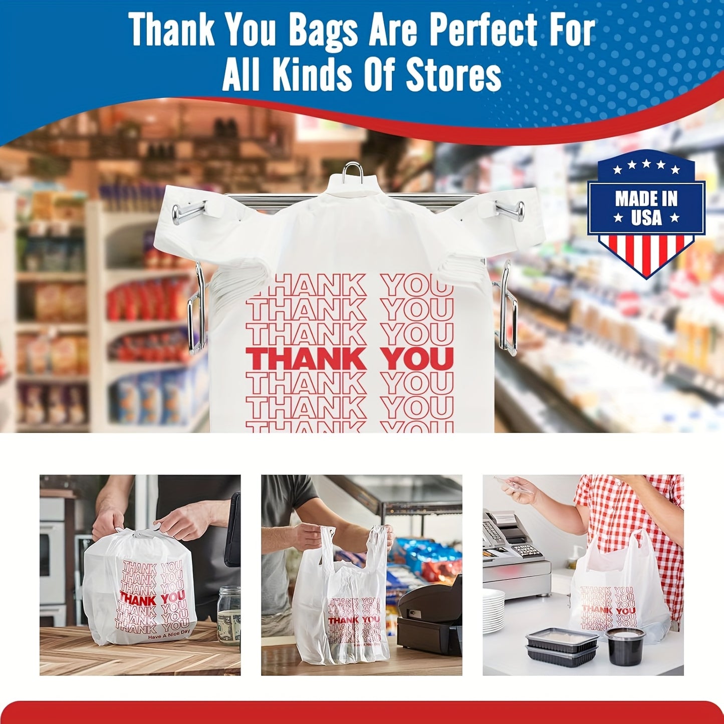 100pcs Heavy-Duty High Quality Reusable Shopping Bags