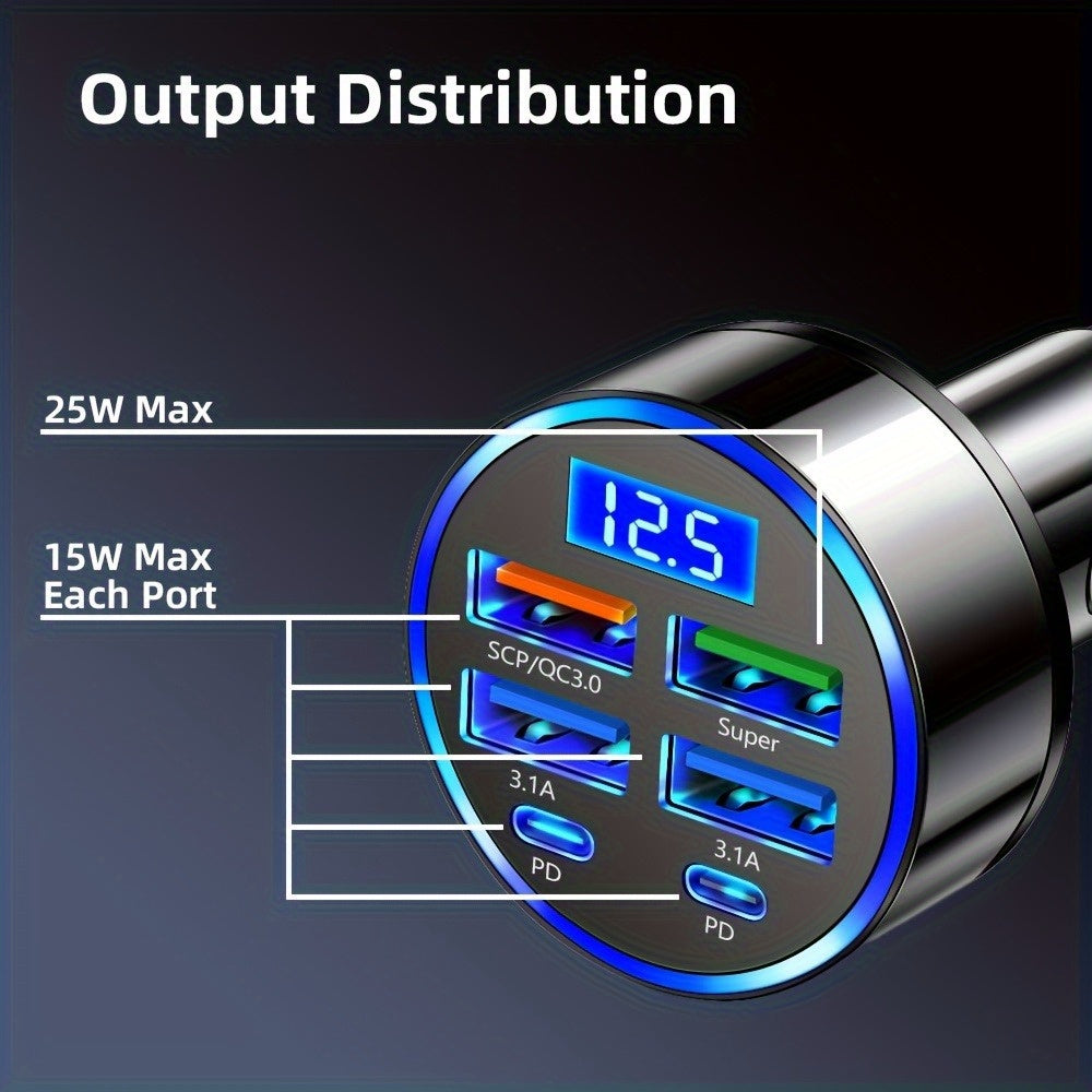 Ultra High Speed 1pc 6-port Car Charger