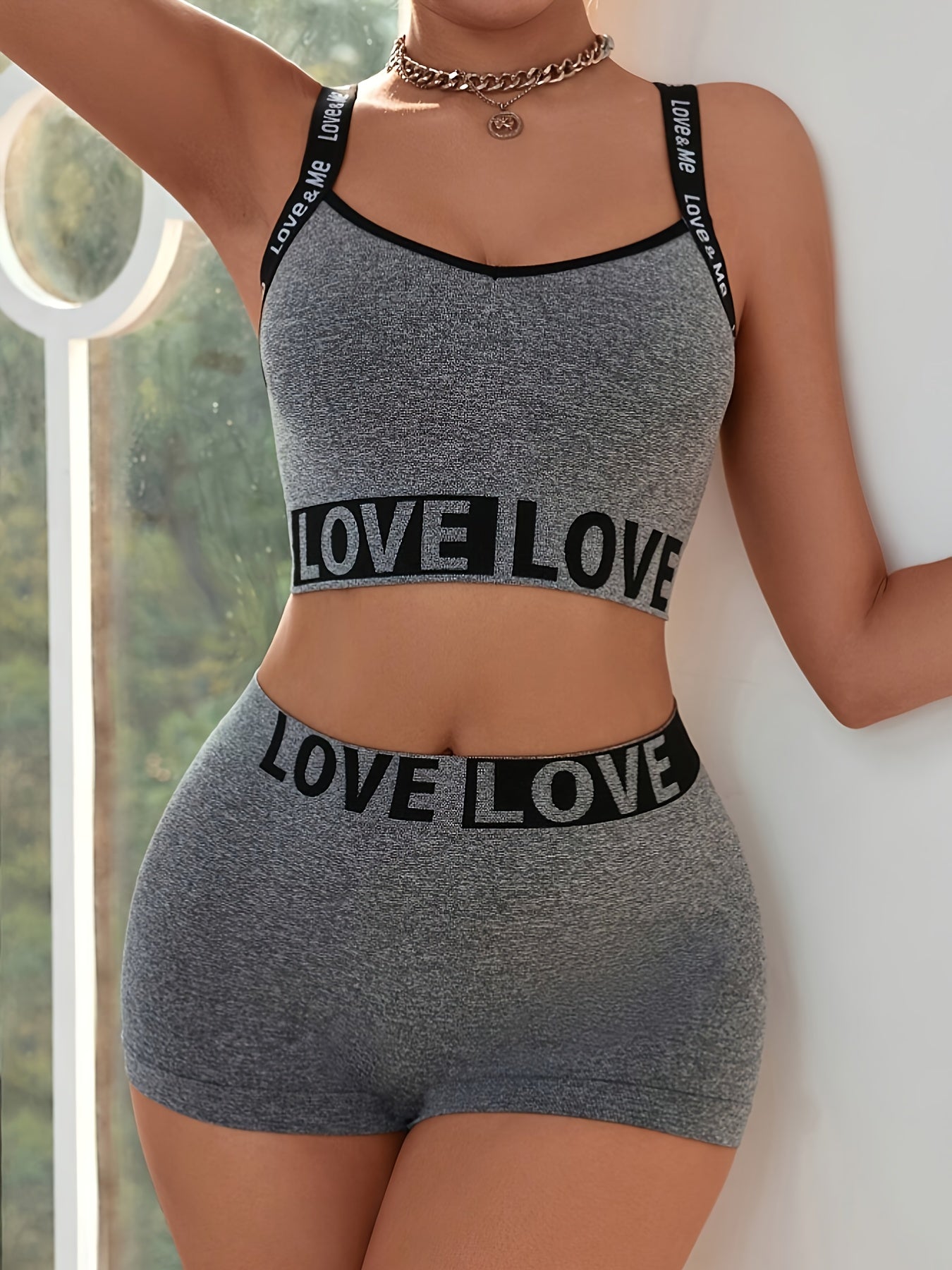 women's high waist shorts and collarless design bra