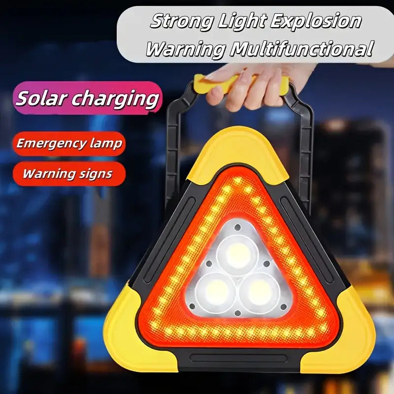2pcs Solar-Powered LED Triangle Signal Lamp