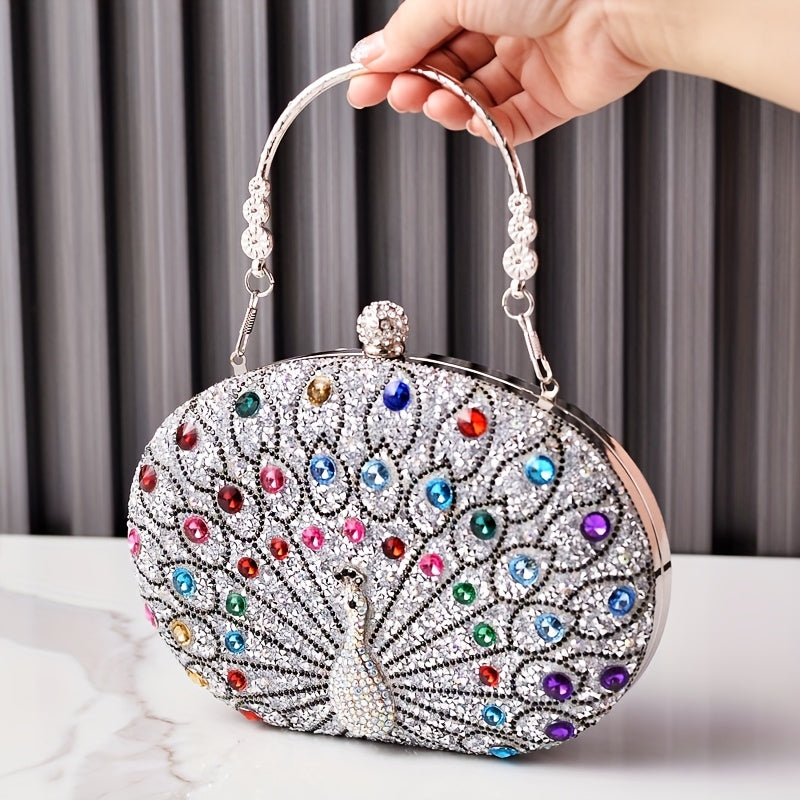Vintage Peacock Crystal Clutch Evening Bags