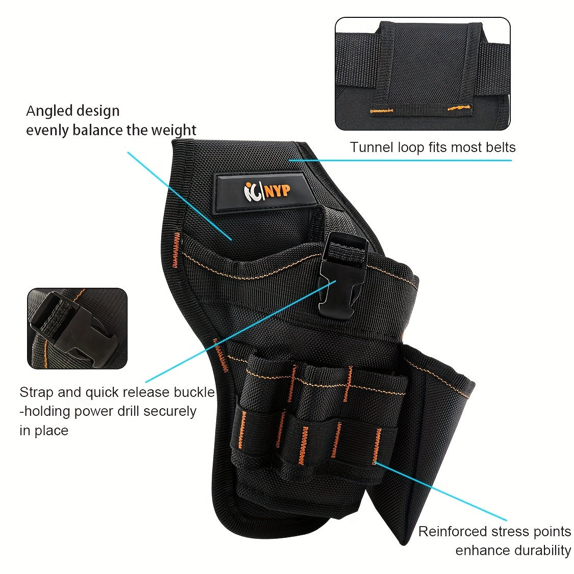 Heavy-Duty Angled Drill Holster with Belt Loop