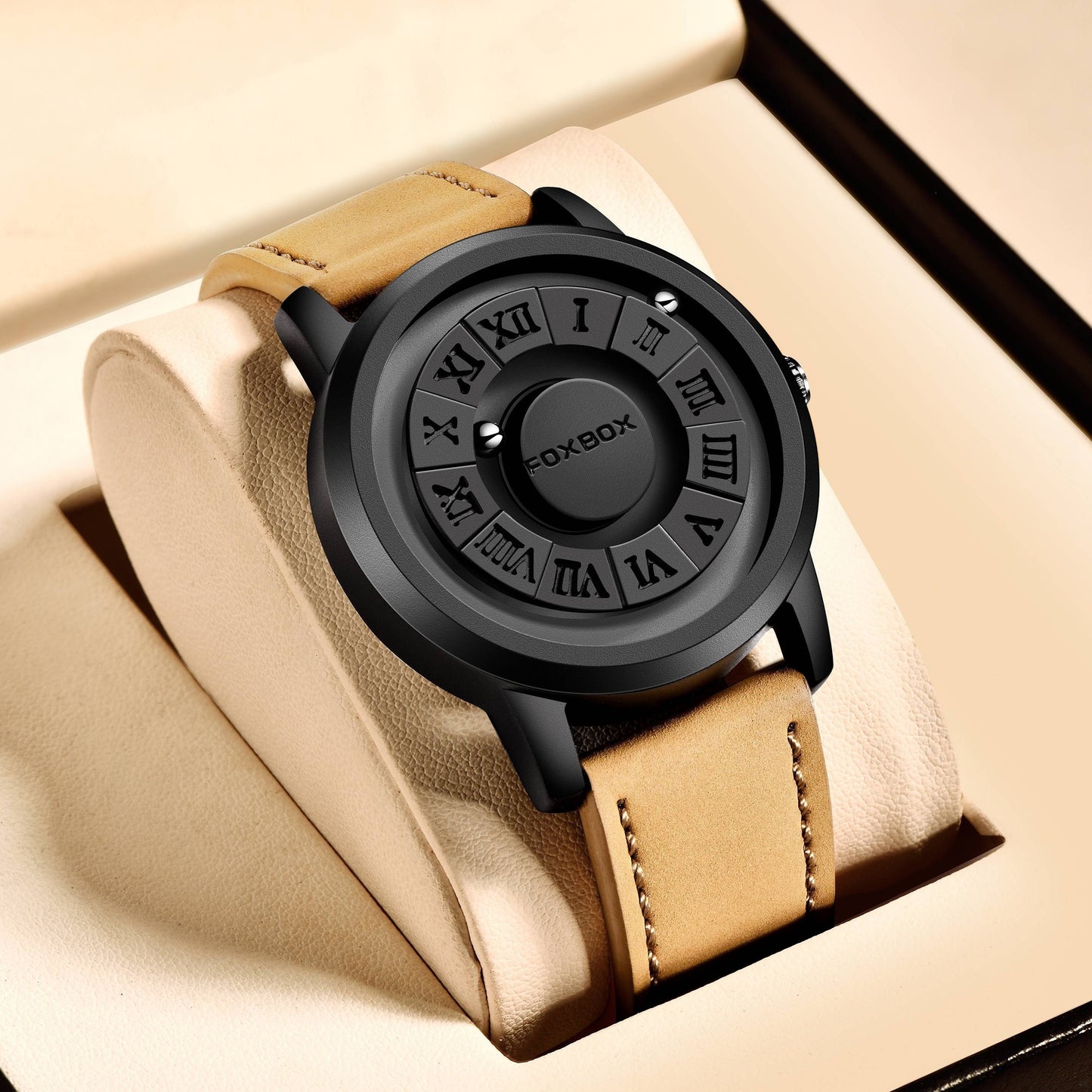 Fashion Men's Watch, Cool Dial Display Design WaterproofRotating Magnetic Bead Watch