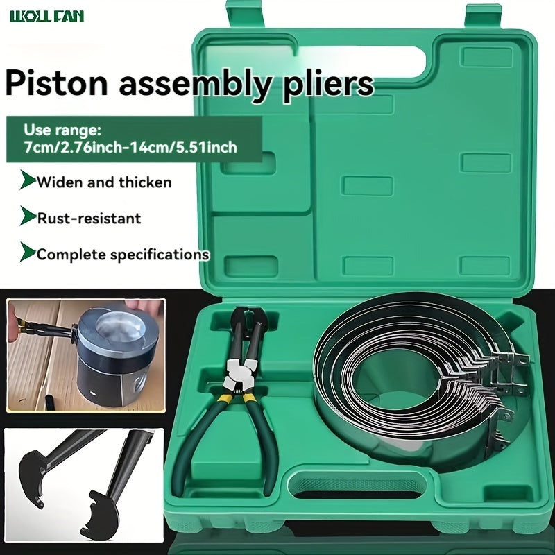 7cm/2.76inch-14cm/5.51inch Range Metal Piston Ring Compressor Set