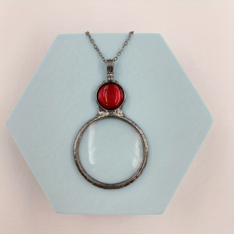 Magnifier Round Reading Magnifying Glass Lens Pendant Chain Necklace