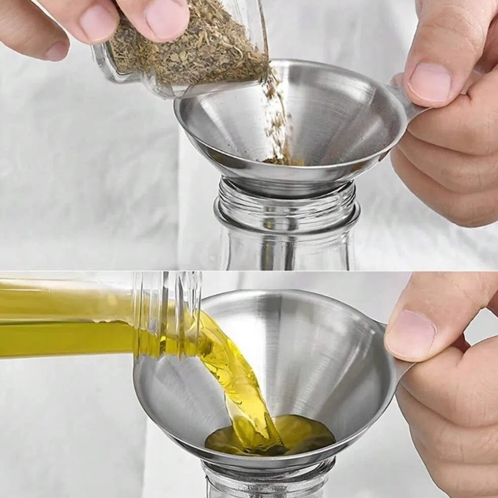 4pcs Stainless Steel Kitchen Funnel Set with Cleaning Brush