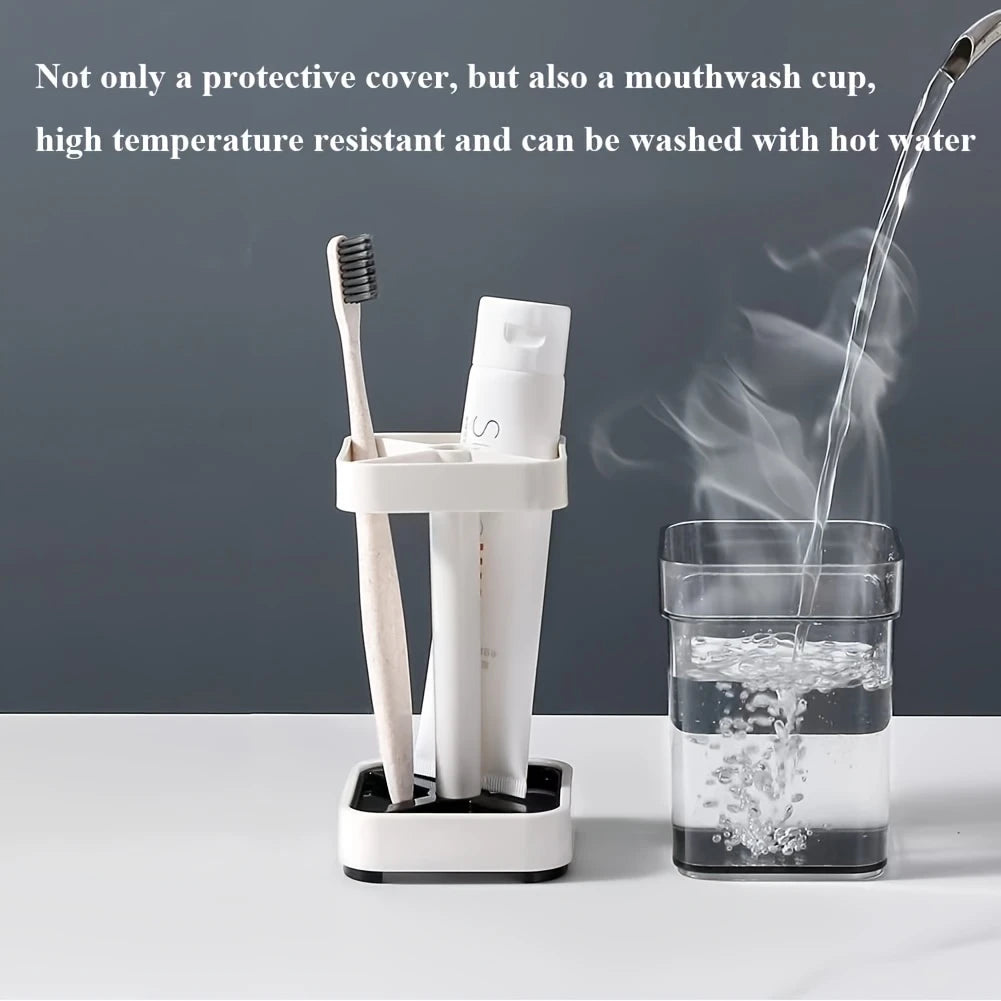 Toothbrush Holder With Cup/ Cover
