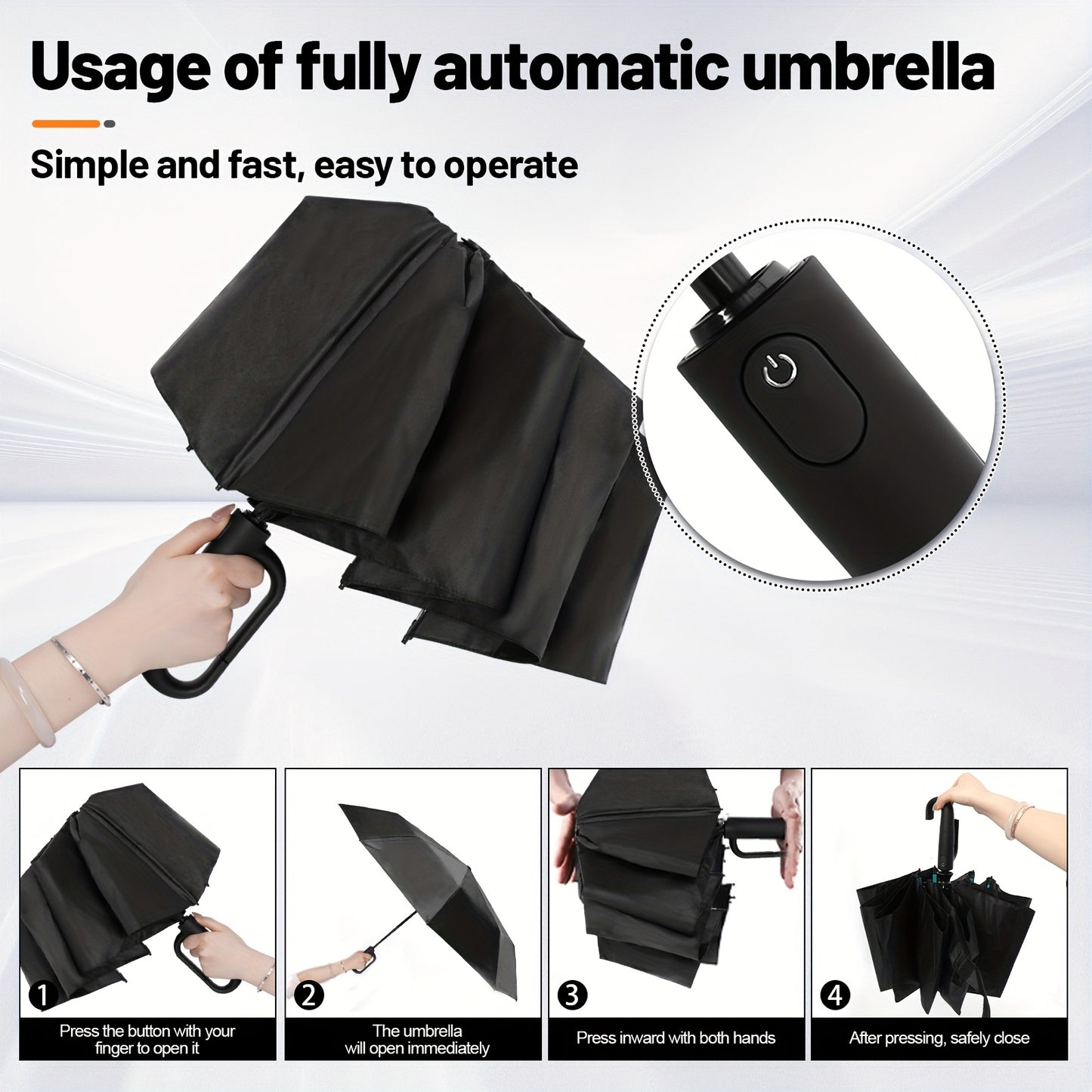 Automatic Umbrella with 10-Rib Windproof Design