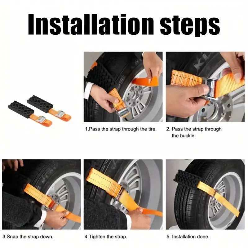 Snow, Mud, And Sand Tire Traction Device for Cars