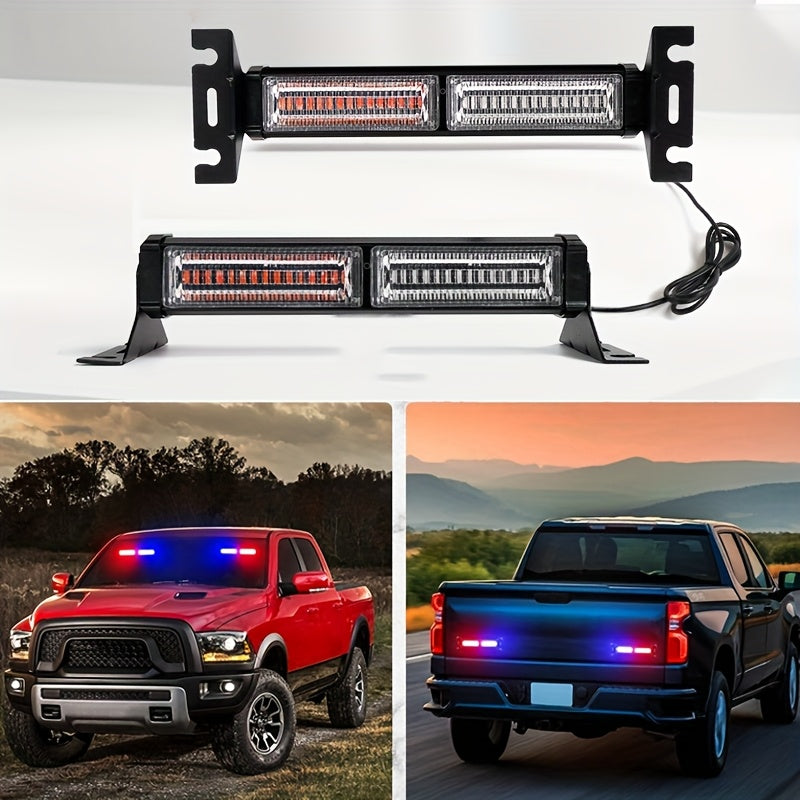 2in 1 Red Blue Car Grille LED Front/Rear Windshield Lamps