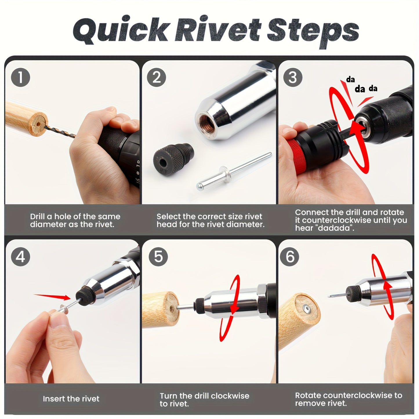 1 Set Professional Rivet Gun Adapter Kit