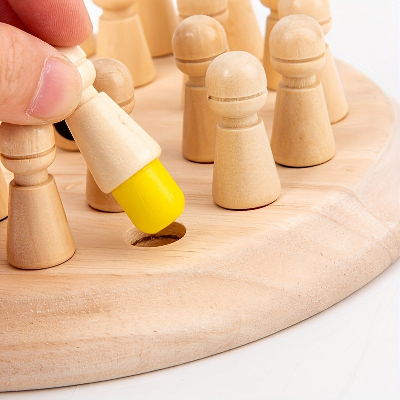 Wooden Memory Matching Game - Educational Chess Puzzle For Kids And Adults