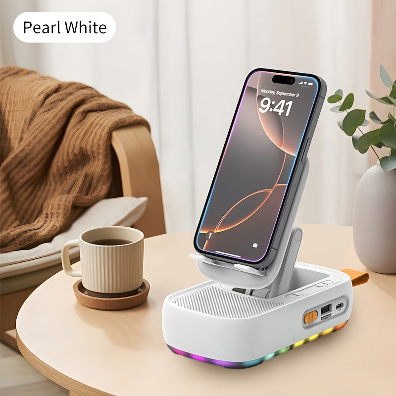 LED Colorful Light Phone Holder with Wireless Speaker and Power Bank