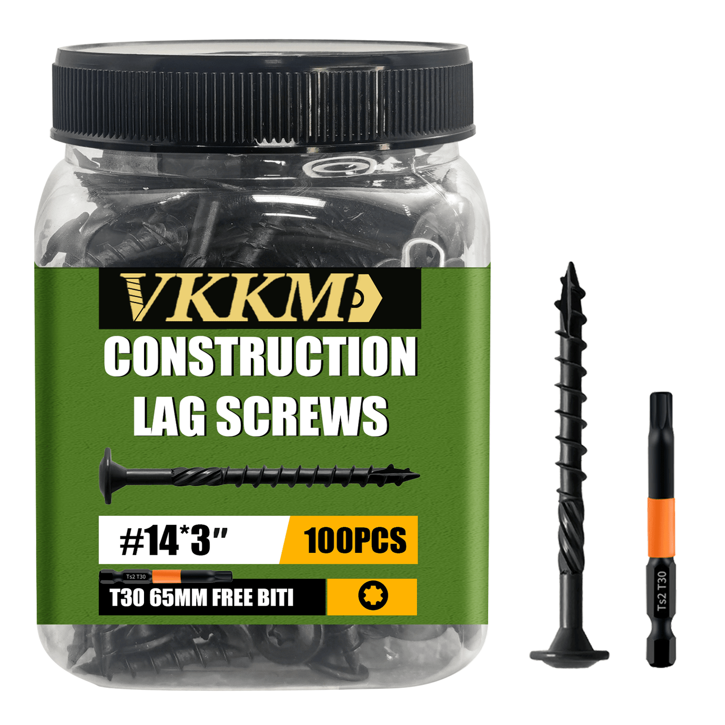 100pcs Black Carbon Steel Wood Screw Kit
