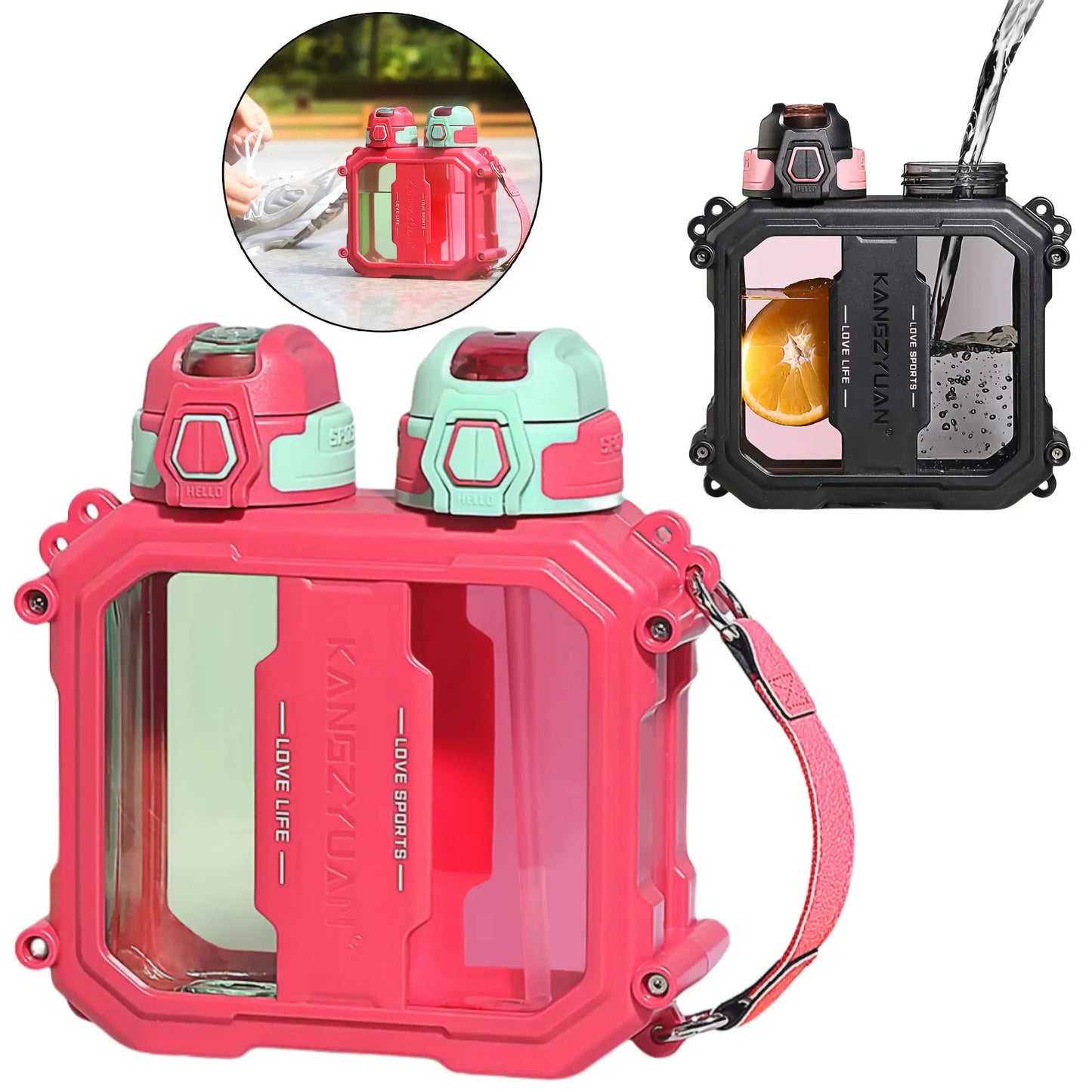 Large Capacity Dual-Compartment Water Bottle with Temperature Control