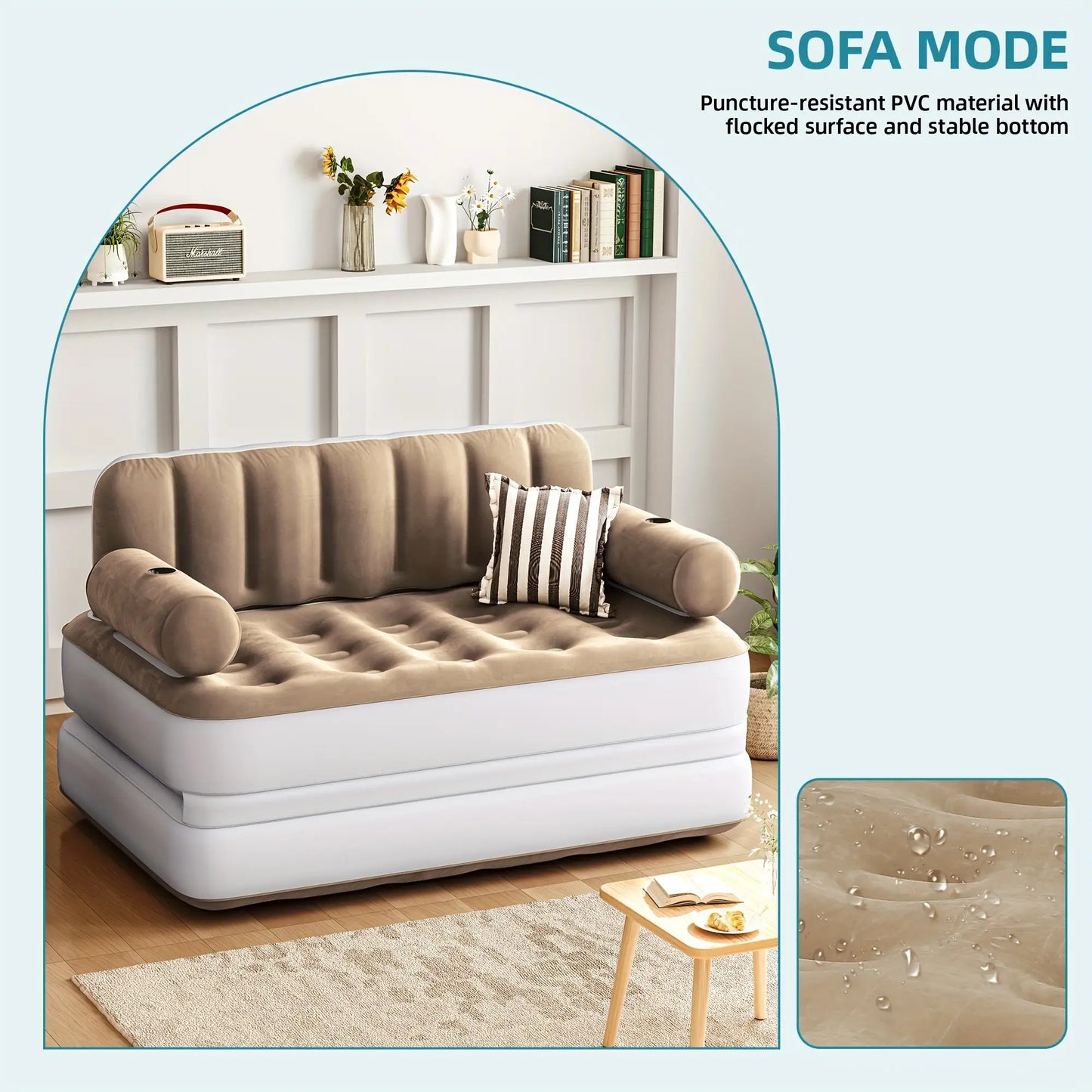 Inflatable Air Sofa Bed 2-in-1 Backrest Couch Airbed
