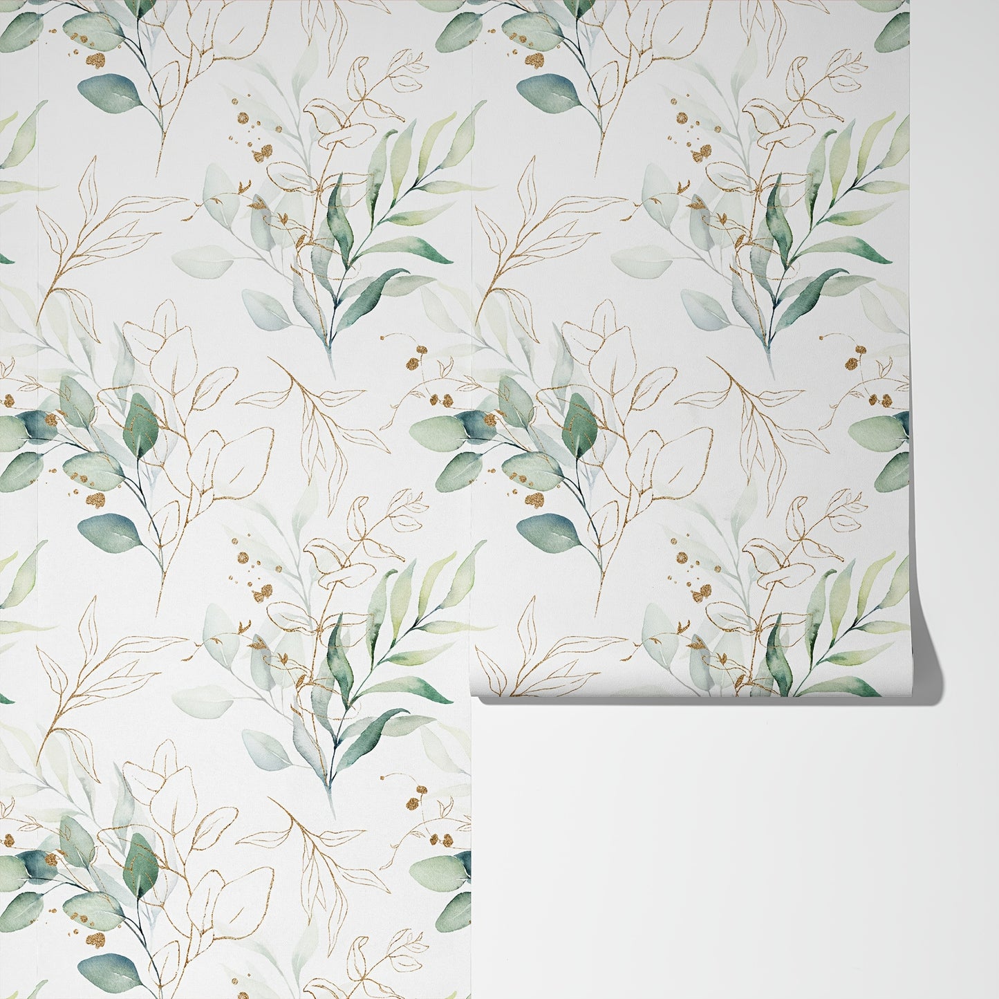 17.7in x 78.7in Green Eucalyptus Leaf Wallpaper - Vinyl Self-Adhesive Waterproof Wall Sticker