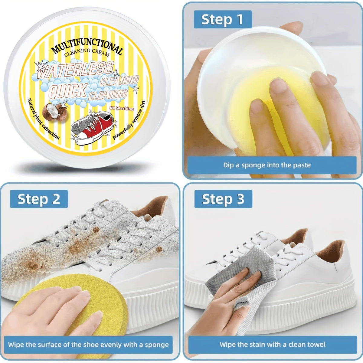 Multi-Purpose Shoe Cleaner Gel with Sponge