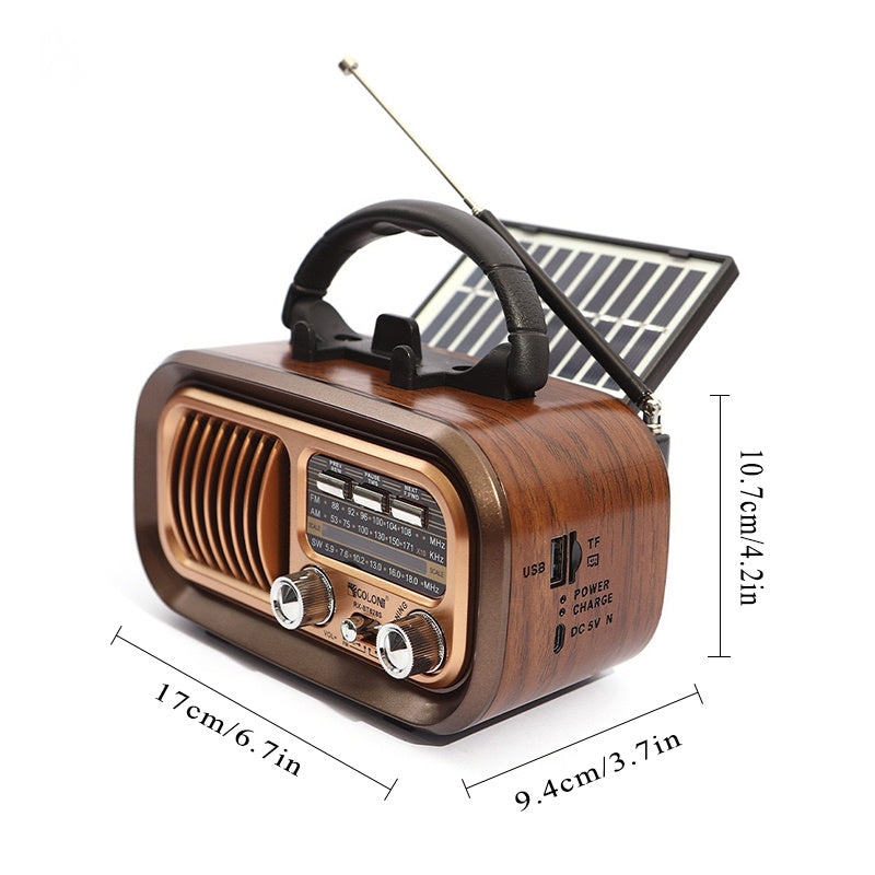 Solar Retro Radio Mini Portable Subwoofer Speaker