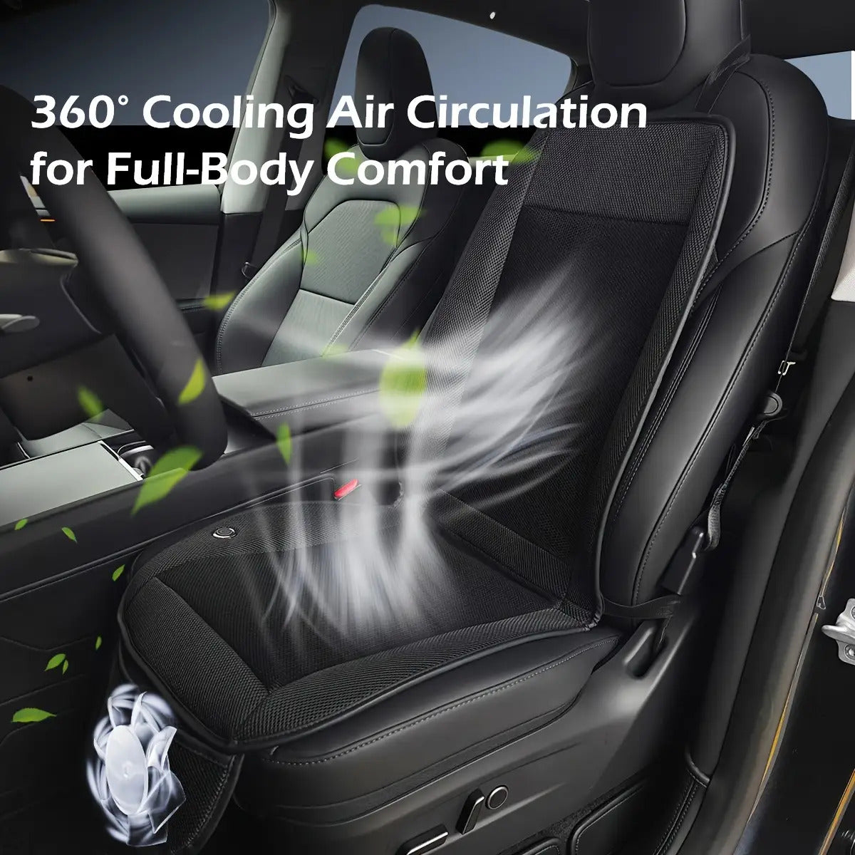 3-Second Rapid Cooling Car Seat Cushion with 360° Turbo Fan