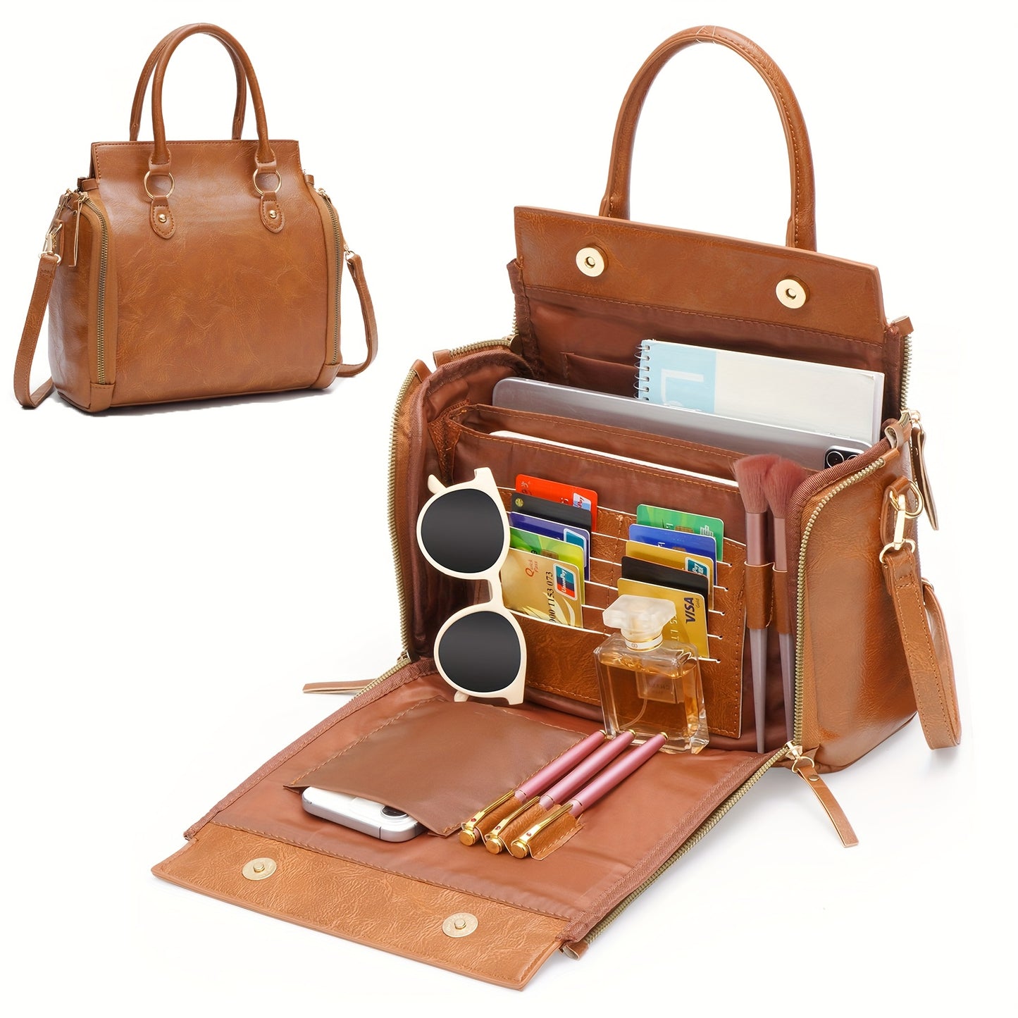 Stylish Retro Brown Faux Leather Women’s Crossbody Bag